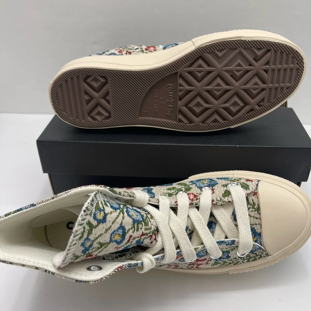Converse WMNS Floral High-Top CTAS LIFT HI EGRET/NATURAL IVORY Platform Sneakers